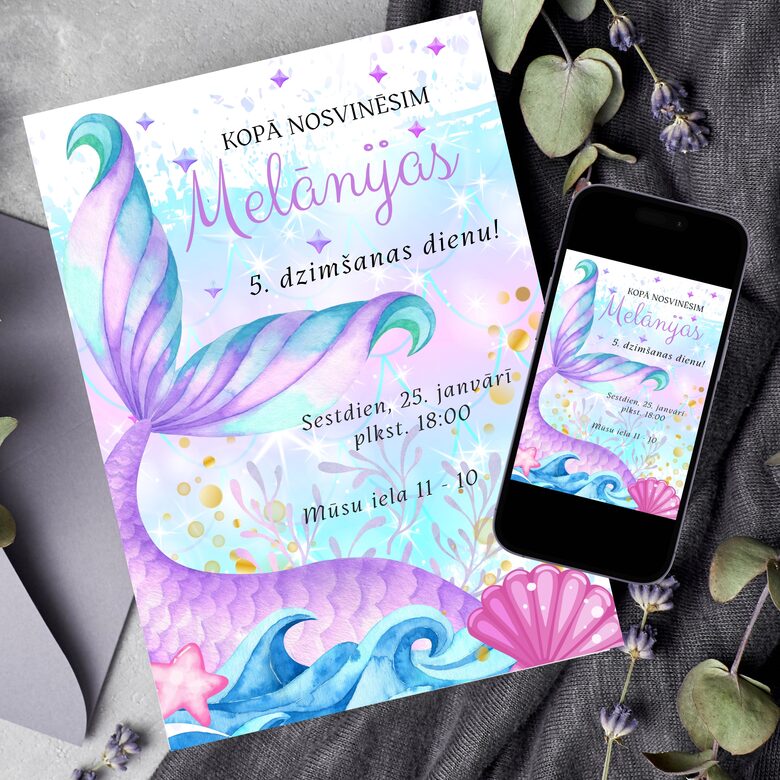 Nāriņas dzimšanas dienas ballītes digitāls ielūgums bērniem